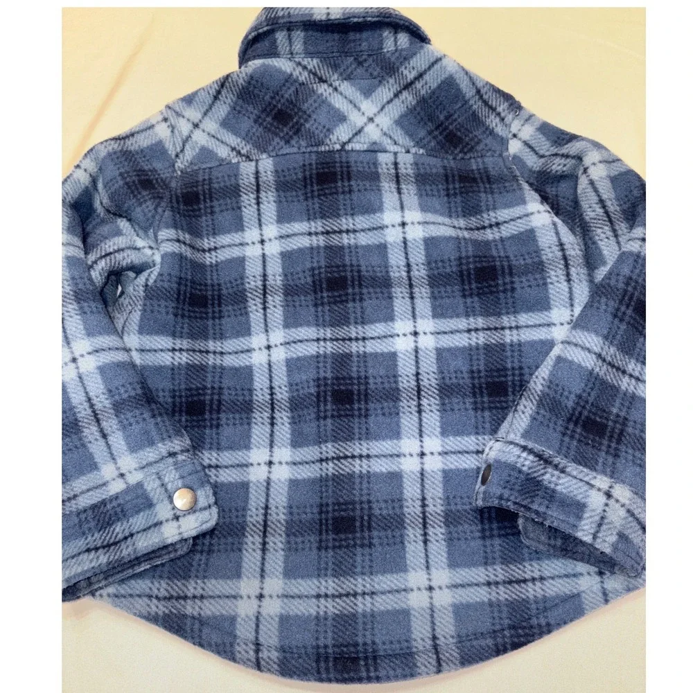 Weatherproof Kids Blue Plaid Sherpa Lined Fleece Shirt Jacket Shacket 4/5